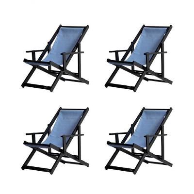 Kit 4 Espreguiçadeiras Dobrável Black Cb-azul