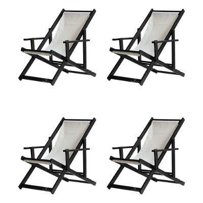 Kit 4 Espreguiçadeiras Dobrável Black Cb-branco