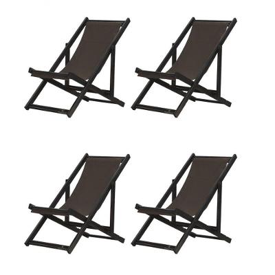 Kit 4 Espreguiçadeiras Dobrável Black Sb-marrom