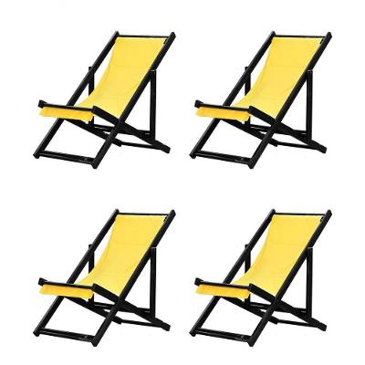 Kit 4 Espreguiçadeiras Dobrável Black Sb-amarelo