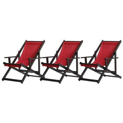 Kit 3 Espreguiçadeiras Dobrável Black Cb-vermelho
