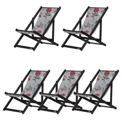 Kit 5 Espreguiçadeiras Dobrável Black Sb-cinza Floral