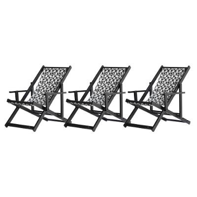 Kit 3 Espreguiçadeiras Dobrável Black Cb-triang Preto
