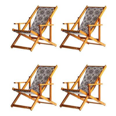 Kit 4 Espreguiçadeira Preguiçosa Dobrável Mel Cb-mandala