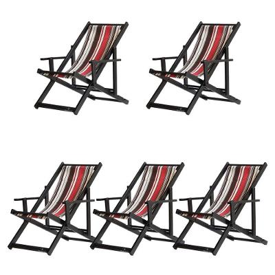 Kit 5 Espreguiçadeiras Dobrável Black Cb-l Marrom-vermelho