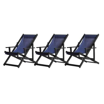 Kit 3 Espreguiçadeiras Dobrável Black Cb-azul Marinho