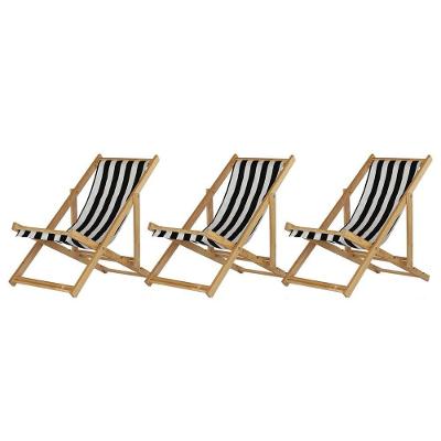 Kit 3 Cadeira Espreguiçadeira Dobrável S-b-l Preto-branco