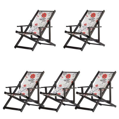 Kit 5 Espreguiçadeiras Dobrável Black Cb-cinza Floral