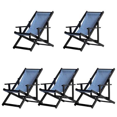 Kit 5 Espreguiçadeiras Dobrável Black Cb-azul