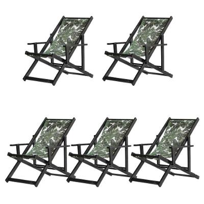 Kit 5 Espreguiçadeiras Dobrável Black Cb-folhas Verdes