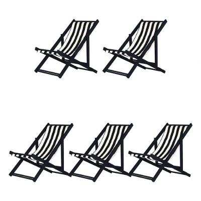 Kit 5 Espreguiçadeiras Dobrável Black Sb-l Preto-branco
