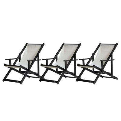 Kit 3 Espreguiçadeiras Dobrável Black Cb-branco