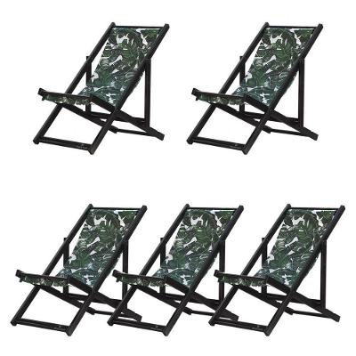 Kit 5 Espreguiçadeiras Dobrável Black Sb-folhas Verdes