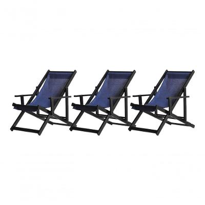 Kit 3 Espreguiçadeiras Dobrável Black Cb-azul Escuro