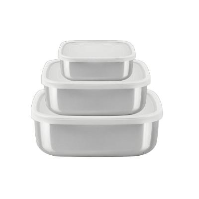 Jogo De Potes Freezinox Quadrados Em Aço Inox Com Tampa Plástica 3 Peças Tramontina 64220/800