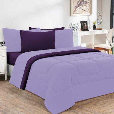 Kit Edredom Malha 100% Algodão Gran Moratta 3 Peças Casal - Lilás-roxo.