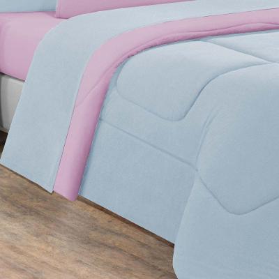 Edredom Malha 100% Algodão Gran Moratta 1 Peça Solteiro - Azul Bebê-rosa Bebê
