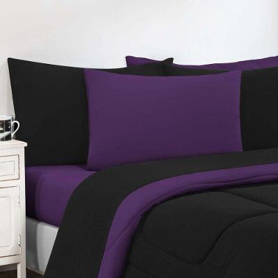 Kit Edredom Malha 100% Algodão Gran Moratta 3 Peças Queen - Preto-roxo