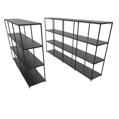 Praleira De Aço Reforçada Mini Porta Pallet 200x60x90 Estante Estoque Bandeja Preta Módulos Conjugados 3 + 4
