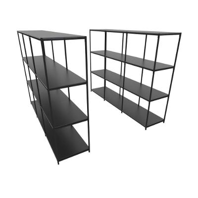 Praleira De Aço Reforçada Mini Porta Pallet 200x60x90 Estante Estoque Bandeja Preta Módulos Conjugados 3 + 3