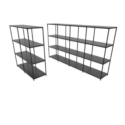 Praleira De Aço Reforçada Mini Porta Pallet 200x60x90 Estante Estoque Bandeja Preta Módulos Conjugados 2 + 4