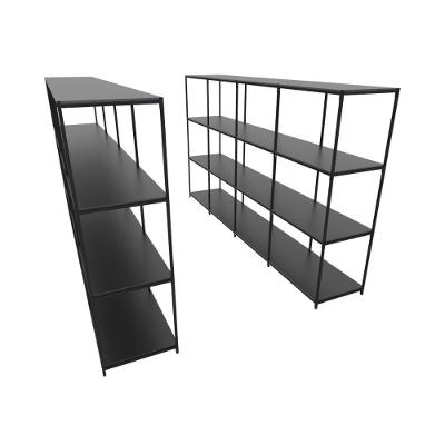 Praleira De Aço Reforçada Mini Porta Pallet 200x60x90 Estante Estoque Bandeja Preta Módulos Conjugados 4 + 4