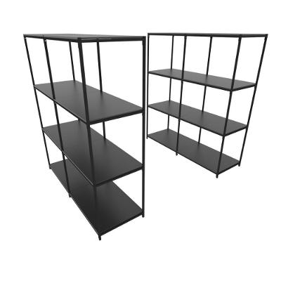 Praleira De Aço Reforçada Mini Porta Pallet 200x60x90 Estante Estoque Bandeja Preta Módulos Conjugados 2 + 2
