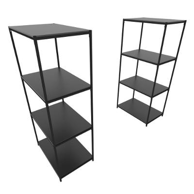 Praleira De Aço Reforçada Mini Porta Pallet 200x60x90 Estante Estoque Bandeja Preta 2 Módulos