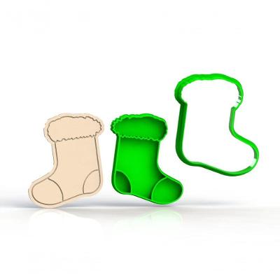 Cortador Natal Meia Para Biscoito (2 Peças) Corta E Marca Tamanho 8 Cm