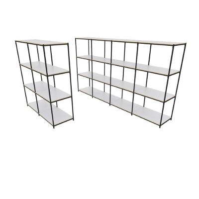 Praleira De Aço Reforçada Mini Porta Pallet 200x60x90 Estante Estoque Bandeja Branca Módulos Conjugados 2 + 4
