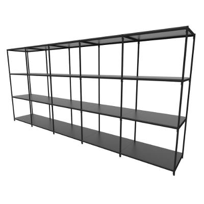 Praleira De Aço Reforçada Mini Porta Pallet 200x60x90 Estante Estoque Bandeja Preta 5 Módulos Conjugados