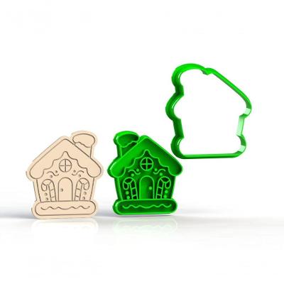 Cortador Natal Casa Doce Para Biscoito (2 Peças) Corta E Marca Tamanho 6 Cm