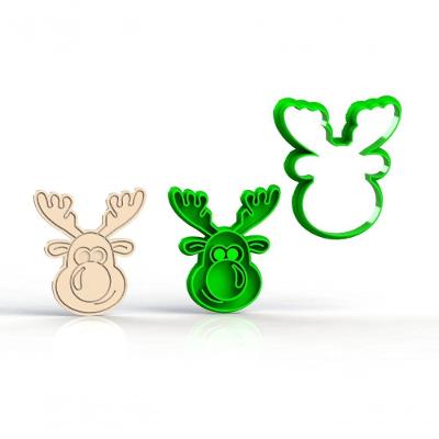 Cortador Natal Alce (rena) Para Biscoito (2 Peças) Corta E Marca Tamanho 7 Cm