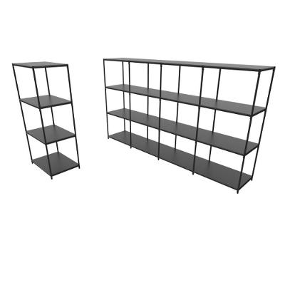 Praleira De Aço Reforçada Mini Porta Pallet 200x60x90 Estante Estoque Bandeja Preta 1 Módulo + 4 Módulos Conjugados