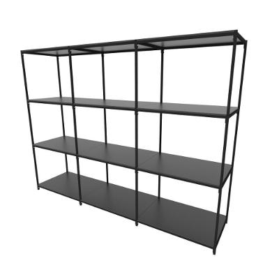 Praleira De Aço Reforçada Mini Porta Pallet 200x60x90 Estante Estoque Bandeja Preta 3 Módulos Conjugados