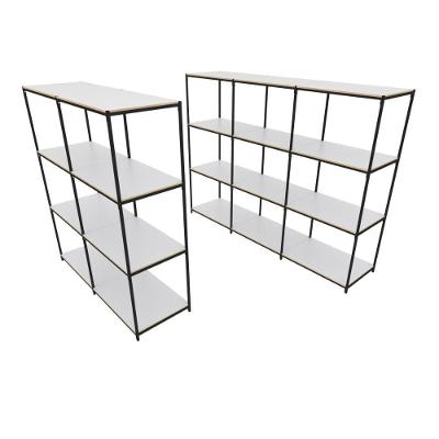 Praleira De Aço Reforçada Mini Porta Pallet 200x60x90 Estante Estoque Bandeja Branca Módulos Conjugados 2 + 3