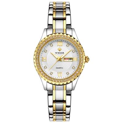 Relógio Feminino De Quartzo Com Strass Em Aço Inoxidável Casual Branco