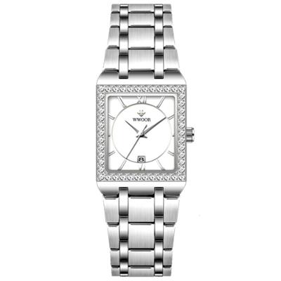 Relógio De Pulso Feminino Casual Com Strass Em Aço Inoxidavel Impermeavel Branco