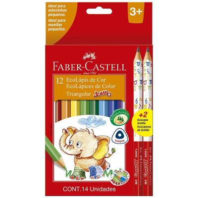 Lápis De Cor Ecolápis Triangular Jumbo 12 Cores + 2 Ecolápis Triangular Jumbo Grafite Faber-castell