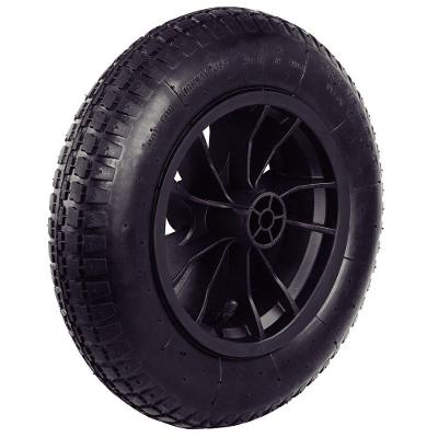 Pneu Com Câmara Tramontina 3.25-8pol Com Roda Plástica Bucha Plástica Para Carrinho Mão Tramontina