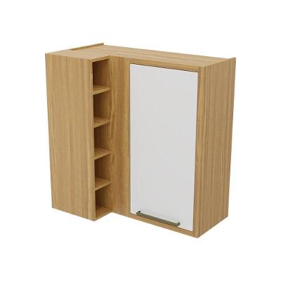 Armário Aéreo De Cozinha Com Canto Reto 1 Porta E Mini Adega 100% Mdf Syrah Rio Doce Amendoa-branco