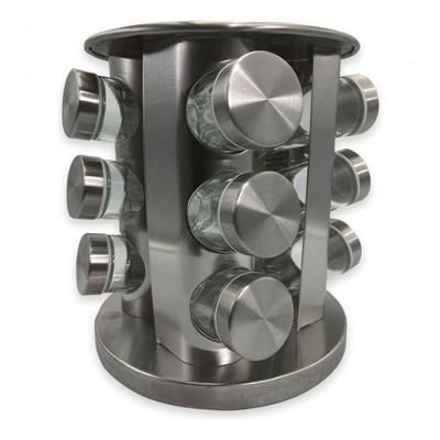 Giratório Porta Temperos Inox Vidro 12 Peças Organize Sua Cozinha Com Praticidade E Elegância