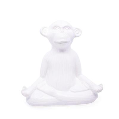 Enfeite Decorativo Macaco Yoga Meditação Cerâmica Branco 17 Cm F04 - D'rossi