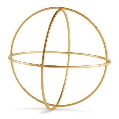 Enfeite Esfera Forma Geométrica Vazada Em Metal Dourado 24 Cm M02 - D'rossi
