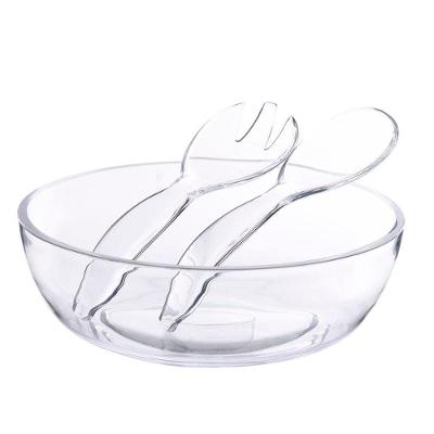 Conjunto De Saladeira + 2 Talheres Em Acrílico Transparente Kenya