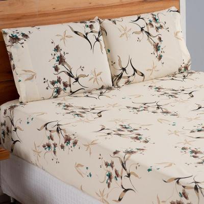 Jogo De Lençol Usual Estampado Casal Padrão 3 Peças Percal 180 Fios - Palha Floral
