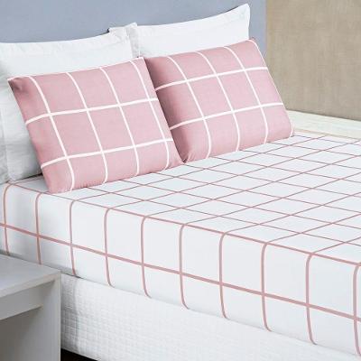 Jogo De Cama Lençol 200 Fios Austin Casal Padrão 03 Peças - Rosa