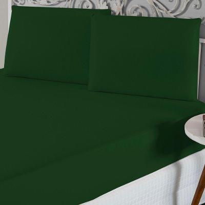 Jogo De Lençol Queen Malha 100% Algodão 3 Peças Cor Verde Bandeira