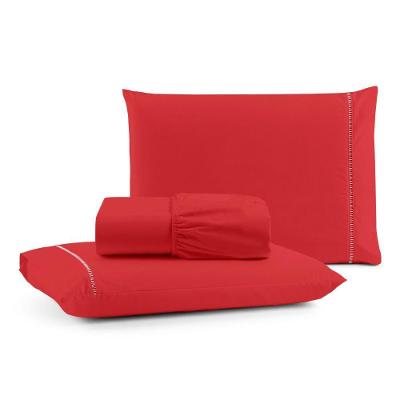 Jogo De Lençol Casal Mirante 100% Algodão 3 Peças - Vermelho