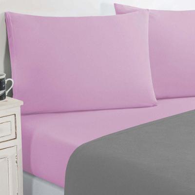 Jogo De Cama Malha Lençol 100% Algodão Gran Moratta 4 Peças Queen - Cinza-rosa.